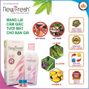 [FREESHIP+QUÀ TẶNG 49K] New Fresh Gel vệ sinh phụ nữ dịu nhẹ, tươi mát, giữ ẩm, chống khô rát, mang lại cảm giác sạch sẽ, tươi mát và dịu nhẹ, Tặng 1 tuýp cream trị nhiễm khuẩn ngoài da trị giá 49K